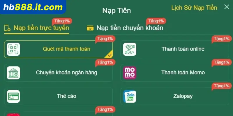 Giao dịch thanh toán tại Hb88 được thực hiện nhanh chóng