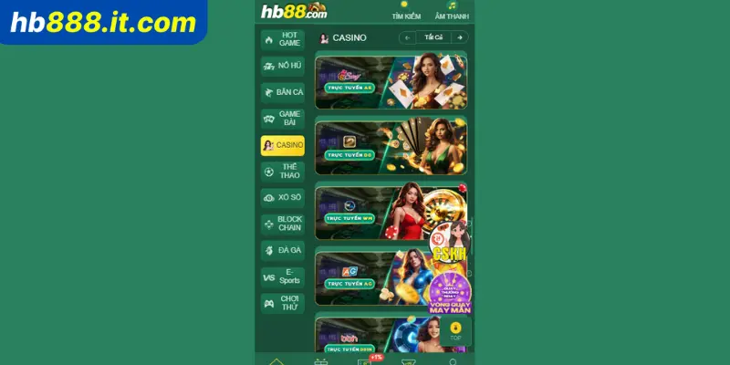 Sảnh cược casino tại Hb88 thu hút nhiều thành viên tham gia